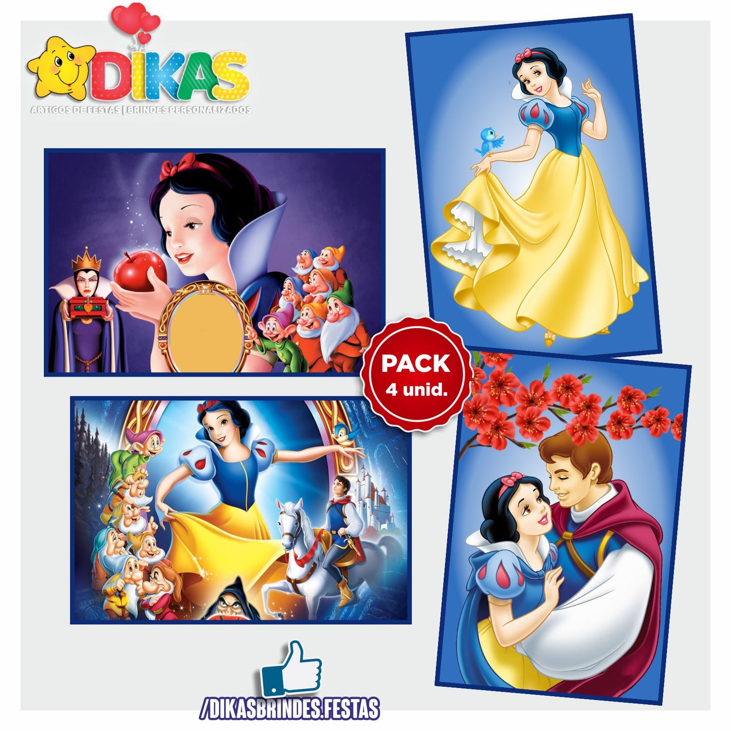 CARTAZES P/ DECORAÇÃO DE PAREDE - BRANCA DE NEVE