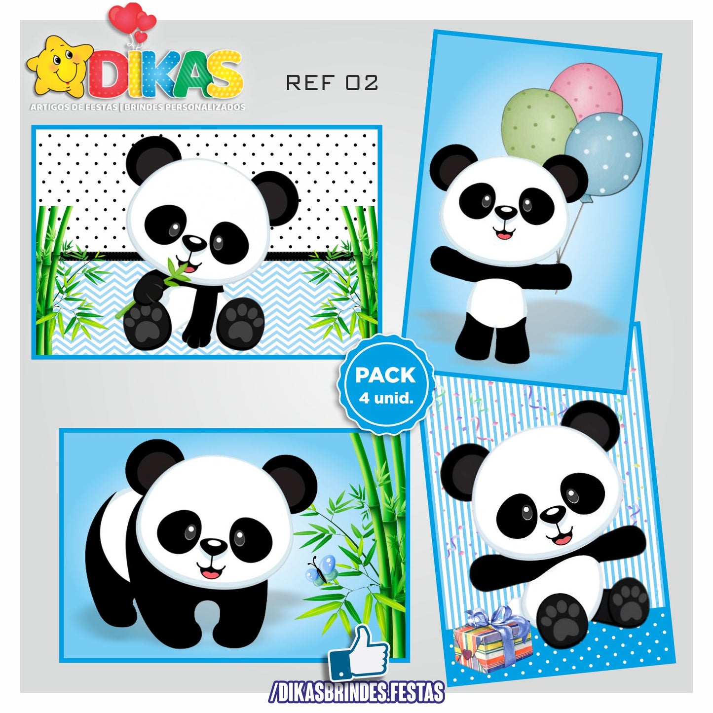 CARTAZES P/ DECORAÇÃO DE PAREDE - PANDA BEBÉ