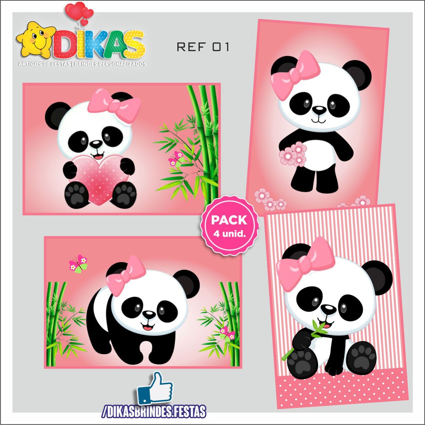 CARTAZES P/ DECORAÇÃO DE PAREDE - PANDA BEBÉ