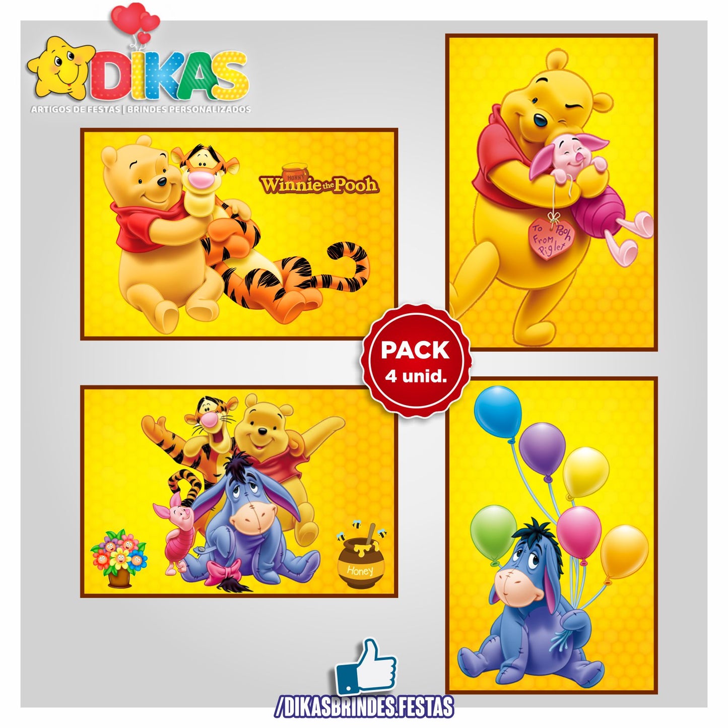 CARTAZES P/ DECORAÇÃO DE PAREDE - POOH