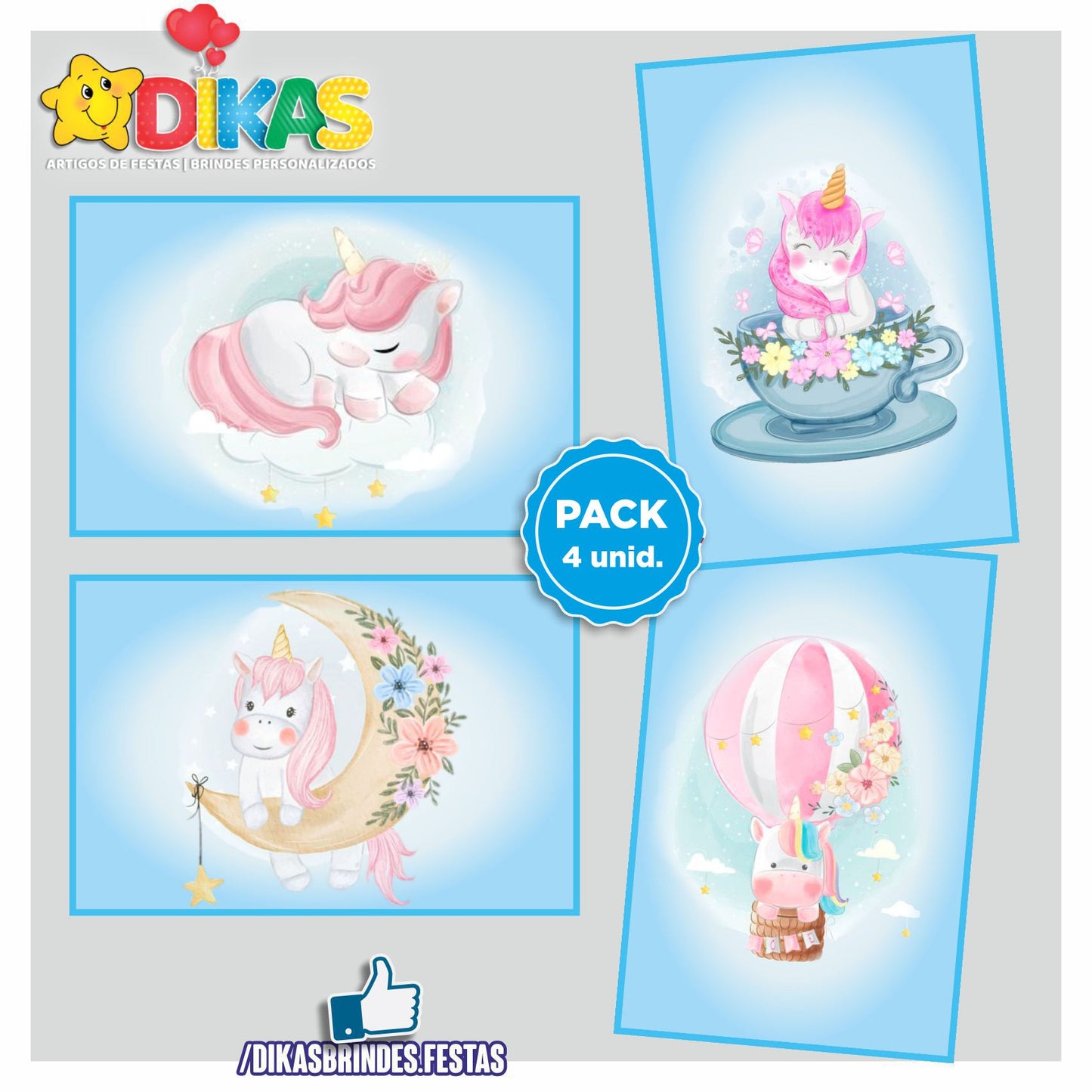 CARTAZES P/ DECORAÇÃO DE PAREDE - UNICÓRNIO