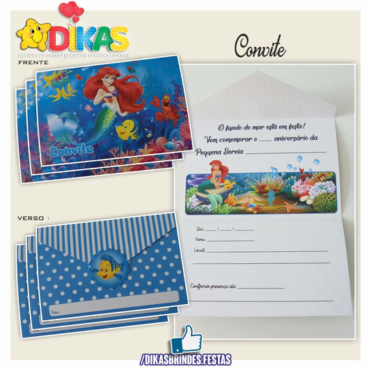 CONVITES DE ANIVERSÁRIO - PEQUENA SEREIA