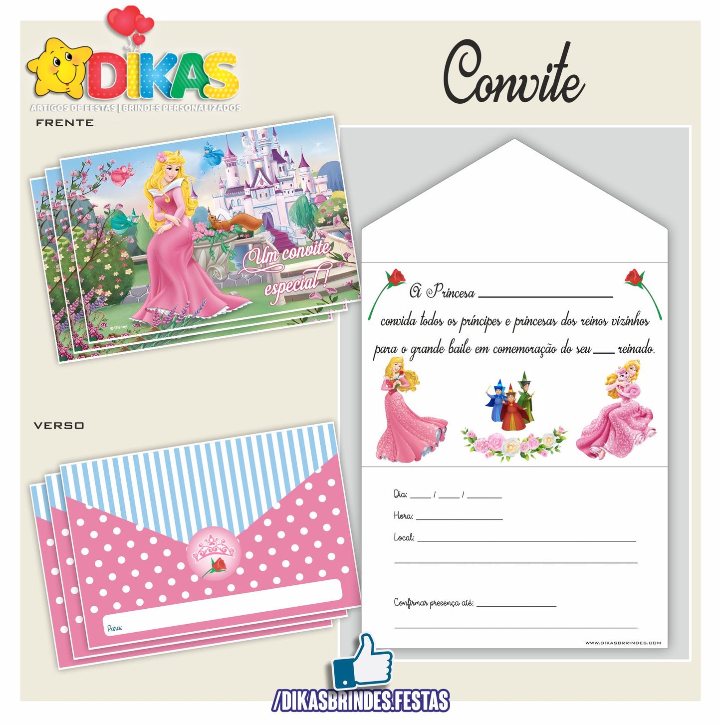 CONVITES DE ANIVERSÁRIO - PRINCESA AURORA
