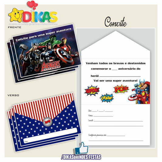 CONVITES DE ANIVERSÁRIO - AVENGERS