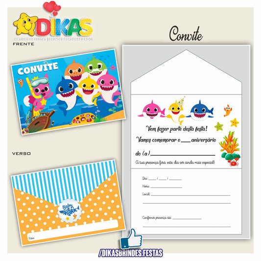CONVITES DE ANIVERSÁRIO - BABY SHARK
