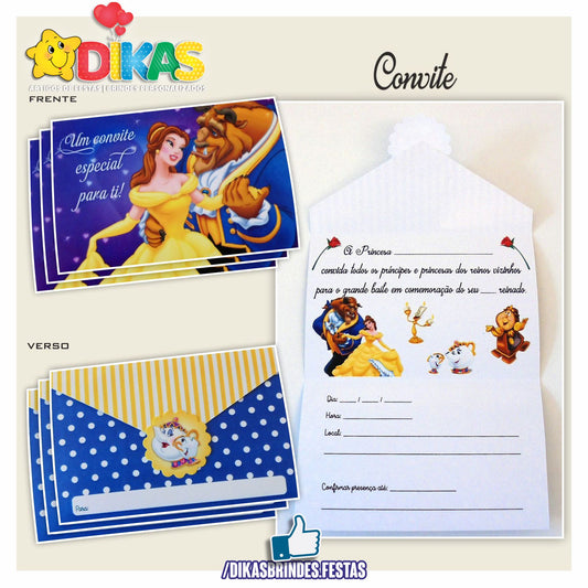 CONVITES DE ANIVERSÁRIO - A BELA E A FERA