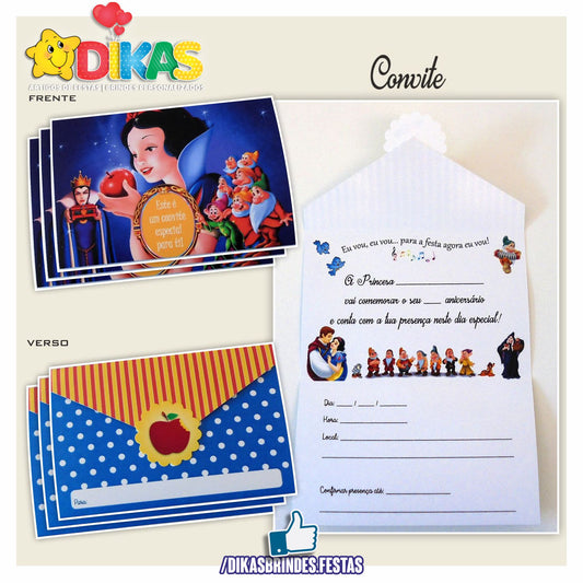 CONVITES DE ANIVERSÁRIO - BRANCA DE NEVE