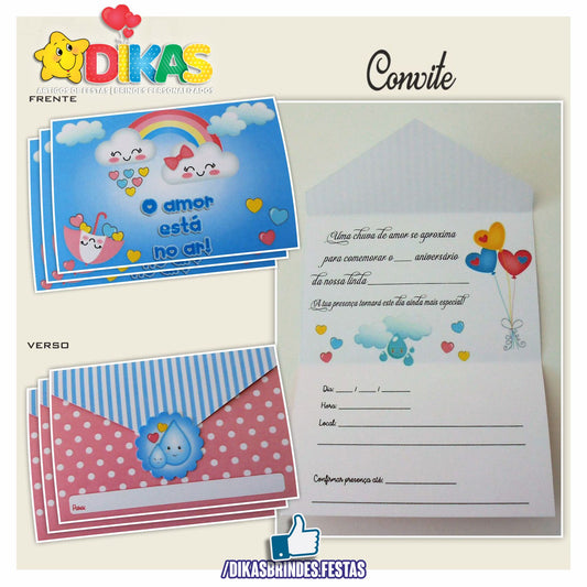 CONVITES DE ANIVERSÁRIO - CHUVA DE AMOR