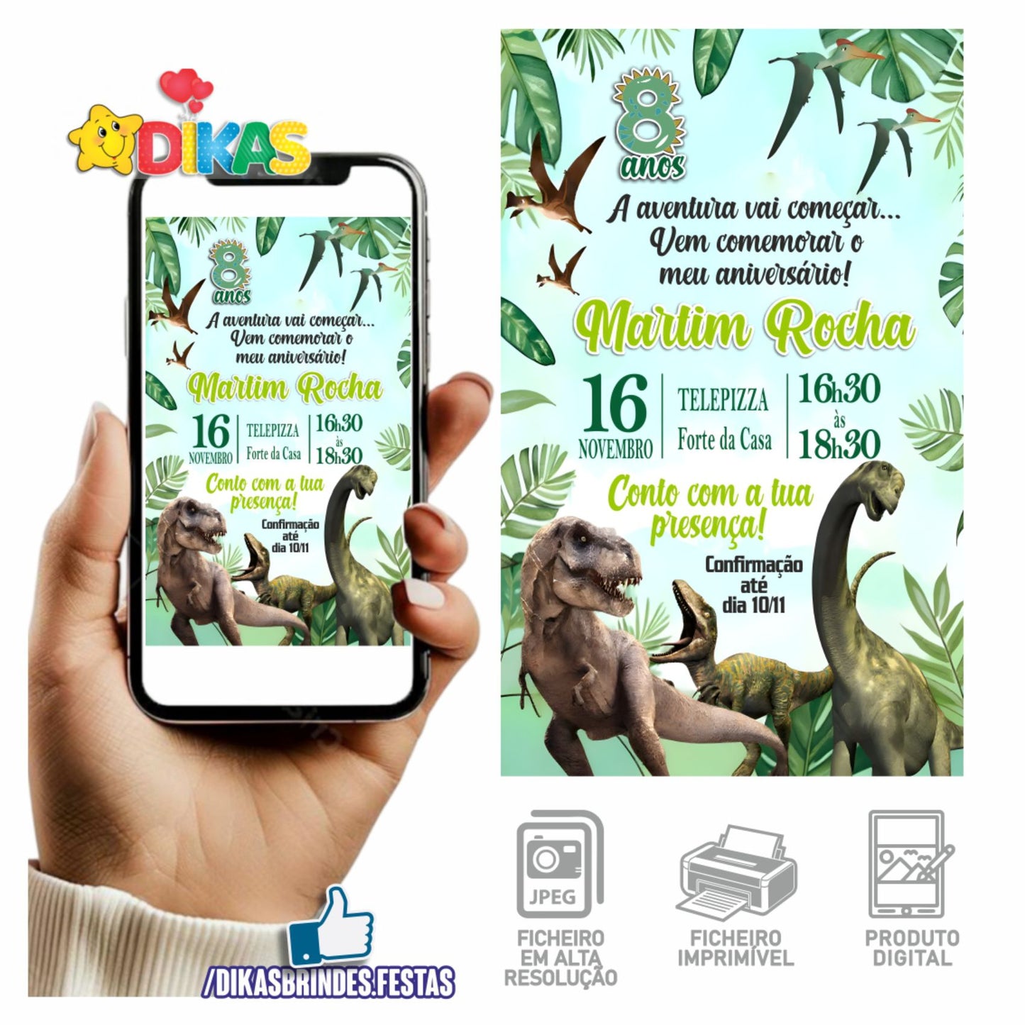 CONVITE DIGITAL DINOSSAUROS