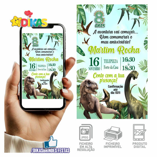 CONVITE DIGITAL DINOSSAUROS