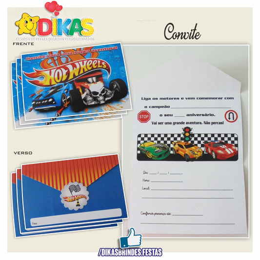 CONVITES DE ANIVERSÁRIO - HOTWHEELS