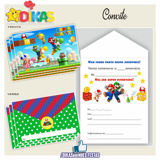 CONVITES DE ANIVERSÁRIO - MARIO BROS