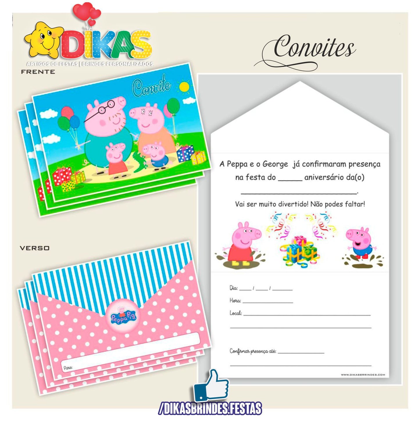CONVITES DE ANIVERSÁRIO - PORQUINHA PEPPA