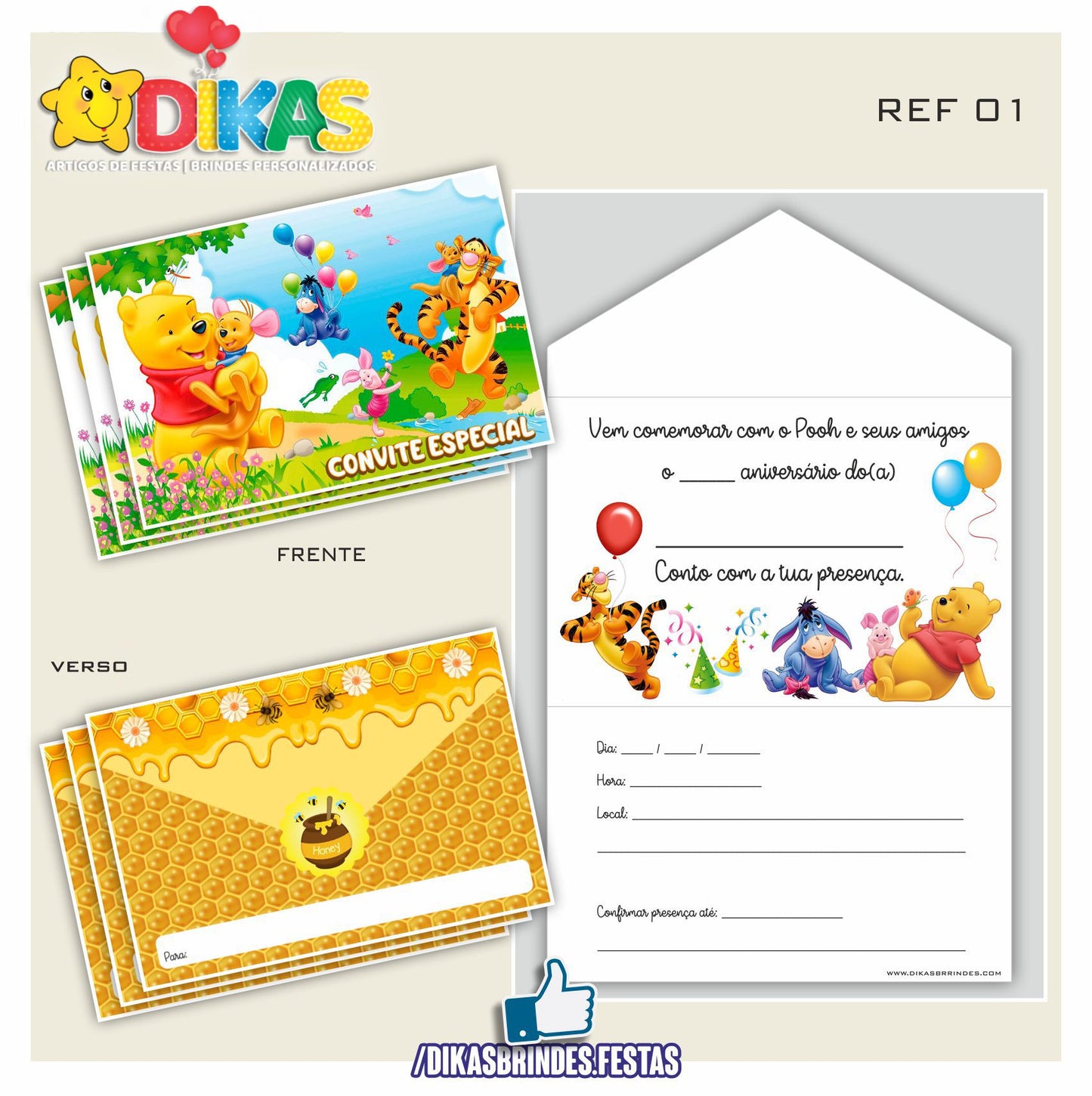 CONVITES DE ANIVERSÁRIO - POOH
