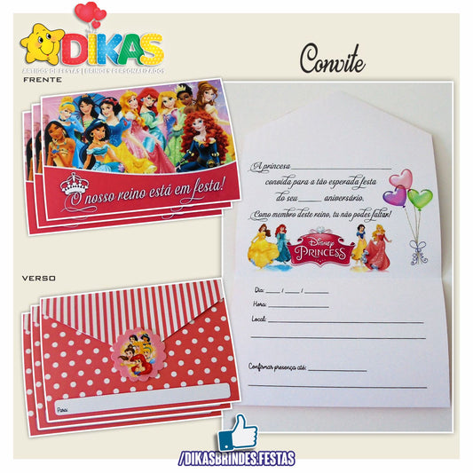 CONVITES DE ANIVERSÁRIO - PRINCESAS DISNEY