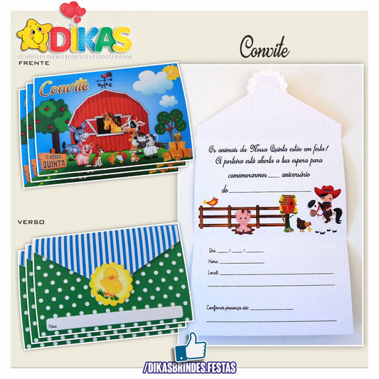 CONVITES DE ANIVERSÁRIO - ANIMAIS DA QUINTA