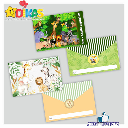 CONVITES DE ANIVERSÁRIO - ANIMAIS DA SELVA