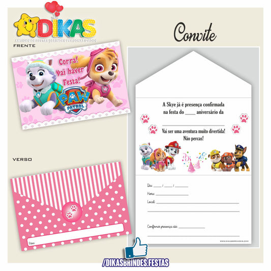 CONVITES DE ANIVERSÁRIO - PATRULHA PATA SKYE