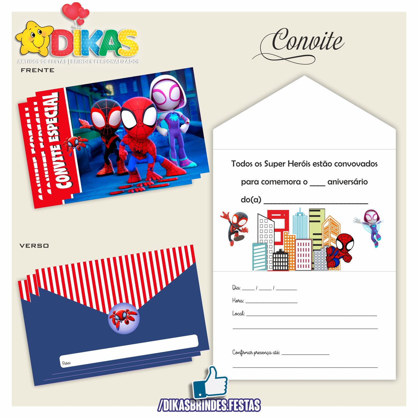 CONVITES DE ANIVERSÁRIO - SPIDEY