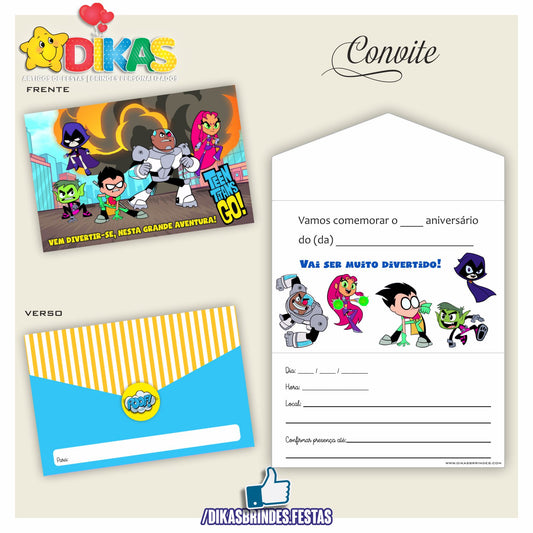 CONVITES DE ANIVERSÁRIO - TEEN TITANS GO