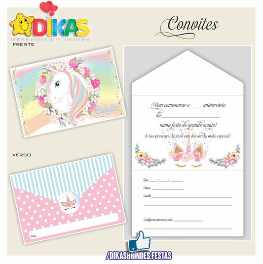 CONVITES DE ANIVERSÁRIO - UNICÓRNIO