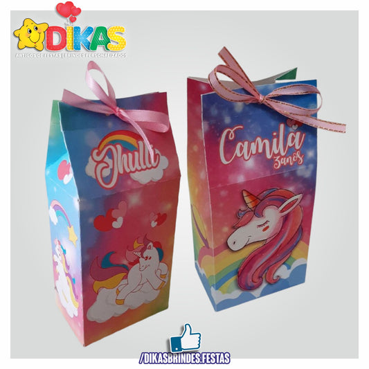 CAIXA "TIPO LEITE" PERSONALIZADA - UNICÓRNIO