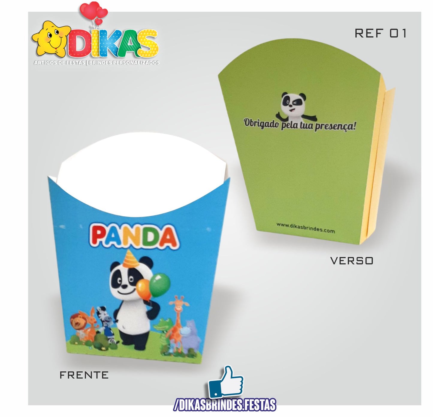 CAIXA DE PIPOCA/BATATA - PANDA E OS AMIGOS