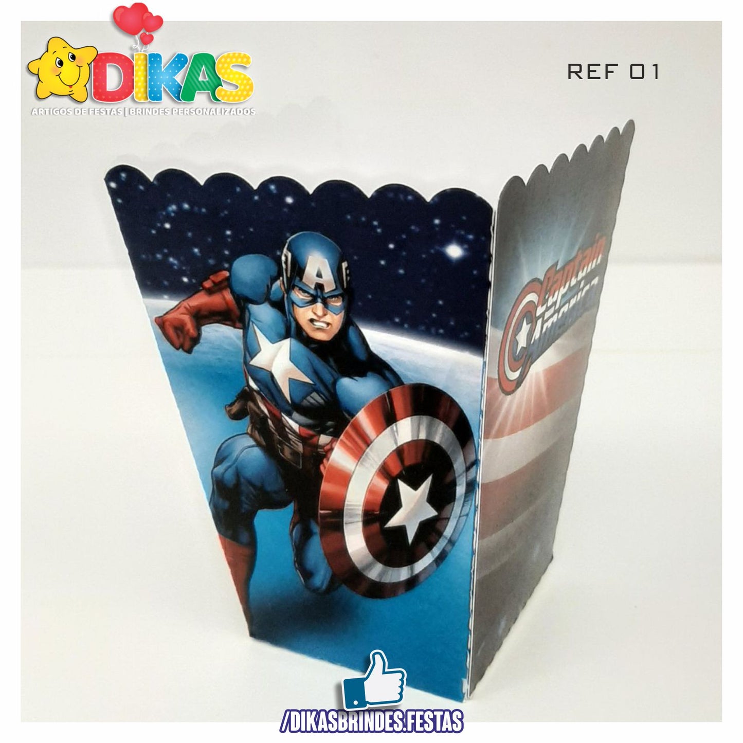 CAIXA DE PIPOCA/BATATA - CAPITÃO AMÉRICA