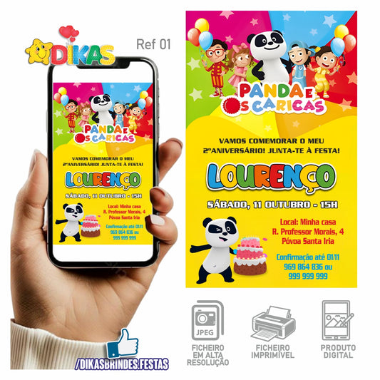 CONVITE DIGITAL PANDA E OS CARICAS