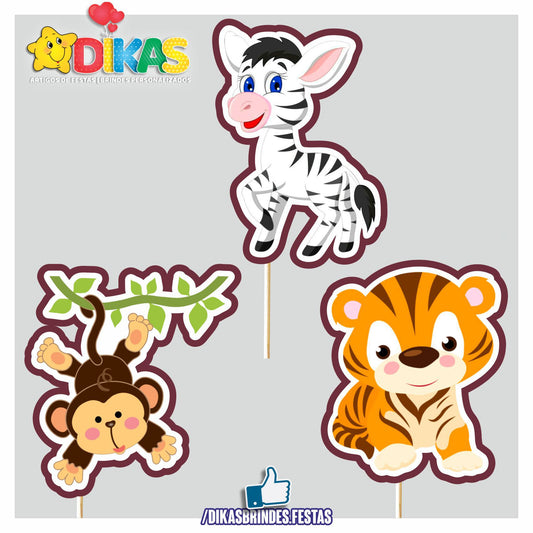 FIGURAS DECORATIVAS PARA BOLO - ANIMAIS DA SELVA