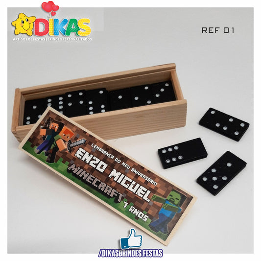 DOMINÓ C/ CAIXINHA PERSONALIZADA - MINECRAFT