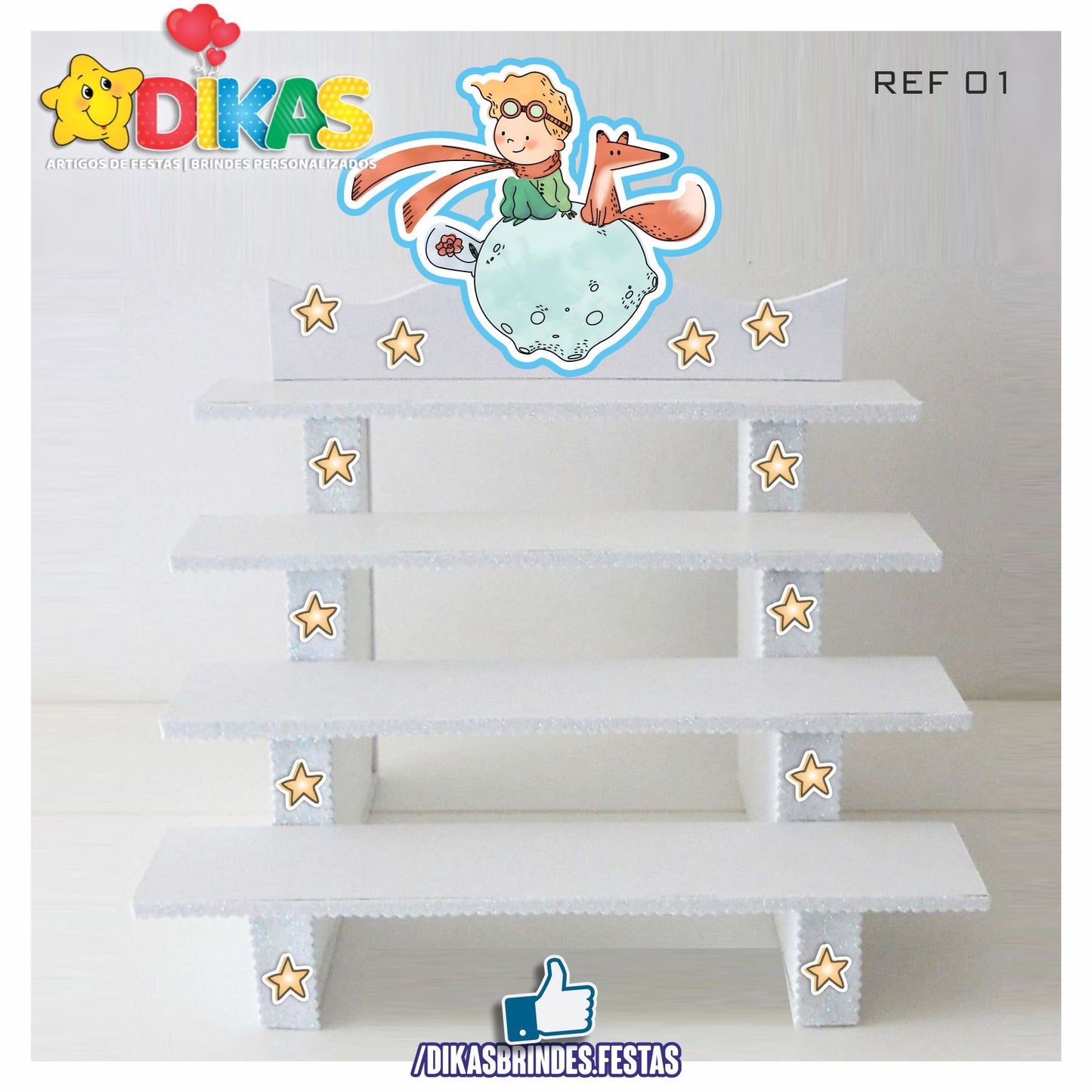 SUPORTE "ESCADOTE" PARA DOCES (4 DEGRAUS) - PEQUENO PRÍNCIPE