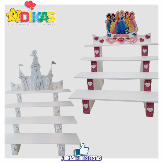 SUPORTE "ESCADOTE" PARA DOCES (4 DEGRAUS) - PRINCESAS DISNEY