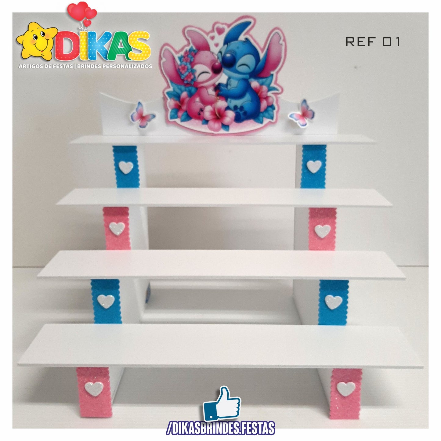 SUPORTE "ESCADOTE" PARA DOCES (4 DEGRAUS) - STITCH