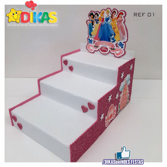 SUPORTE "ESCADOTE" PARA DOCES (3 DEGRAUS) - PRINCESAS DISNEY