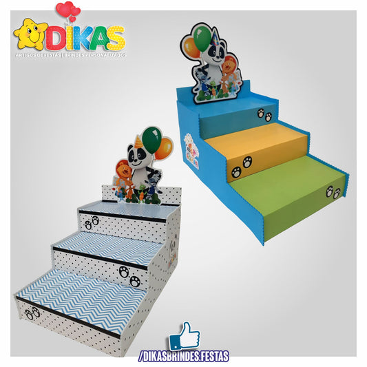 SUPORTE "ESCADOTE" PARA DOCES (3 DEGRAUS) - PANDA E OS AMIGOS