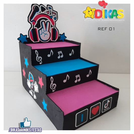 SUPORTE "ESCADOTE" PARA DOCES (3 DEGRAUS) - TIK TOK