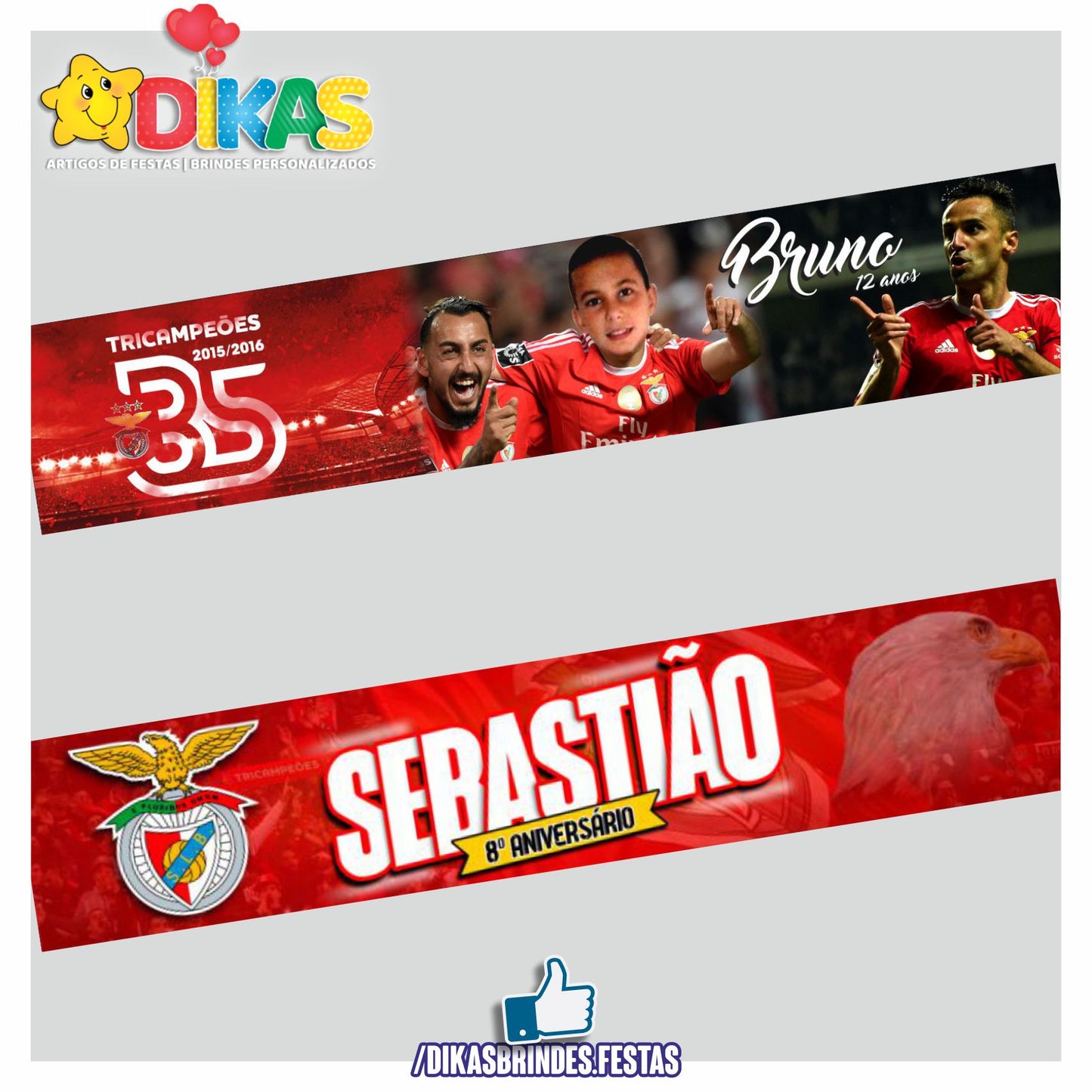 FAIXA TEMÁTICA E/OU PERSONALIZADA - FUTEBOL BENFICA