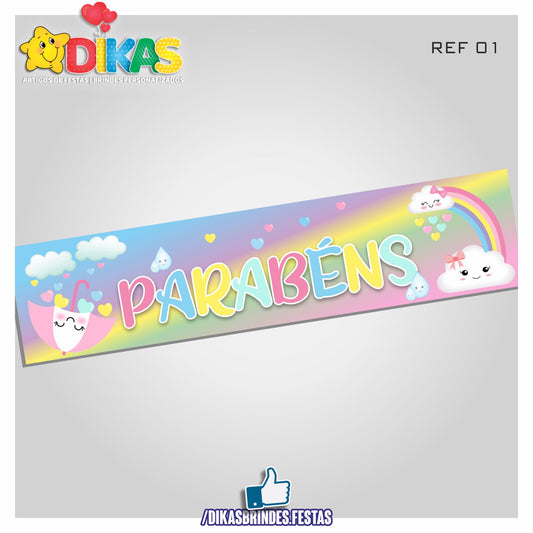 FAIXA TEMÁTICA E/OU PERSONALIZADA - CHUVA DE AMOR