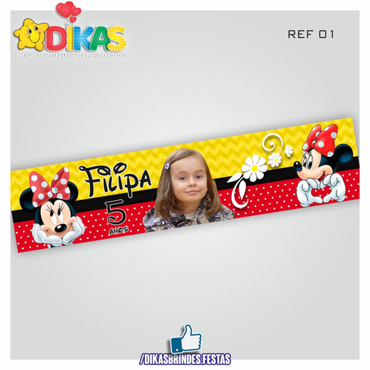 FAIXA TEMÁTICA E/OU PERSONALIZADA - MINNIE VERMELHA