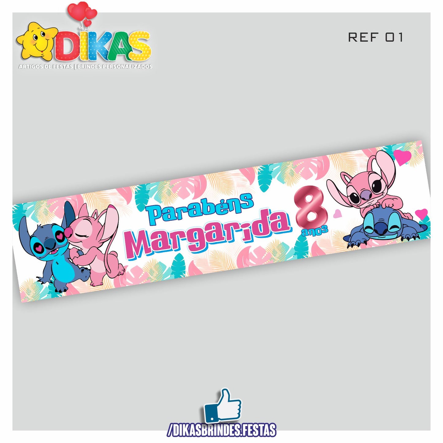 FAIXA TEMÁTICA E/OU PERSONALIZADA - STITCH