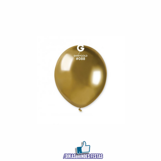 BALÃO LÁTEX CROMADO DOURADO 5" - SACO COM 100