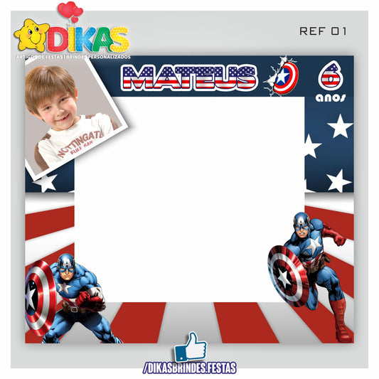 MOLDURA PARA FOTOS - CAPITÃO AMÉRICA