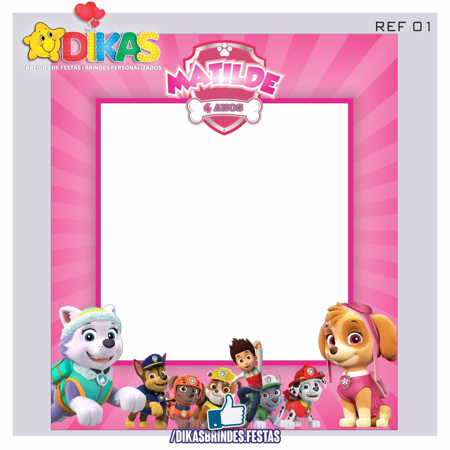 MOLDURA PARA FOTOS - PATRULHA PATA SKYE