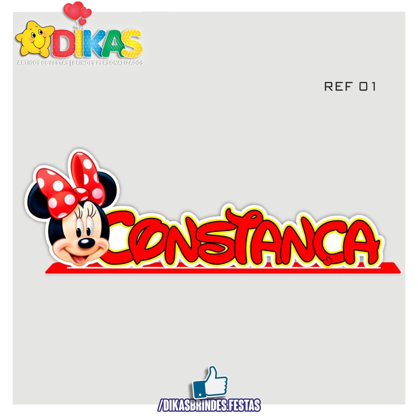 NOME DECORATIVO - MINNIE VERMELHA