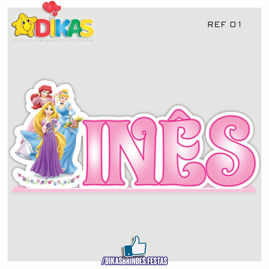 NOME DECORATIVO - PRINCESAS DISNEY