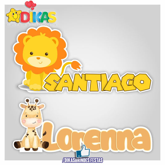NOME DECORATIVO - ANIMAIS DA SELVA