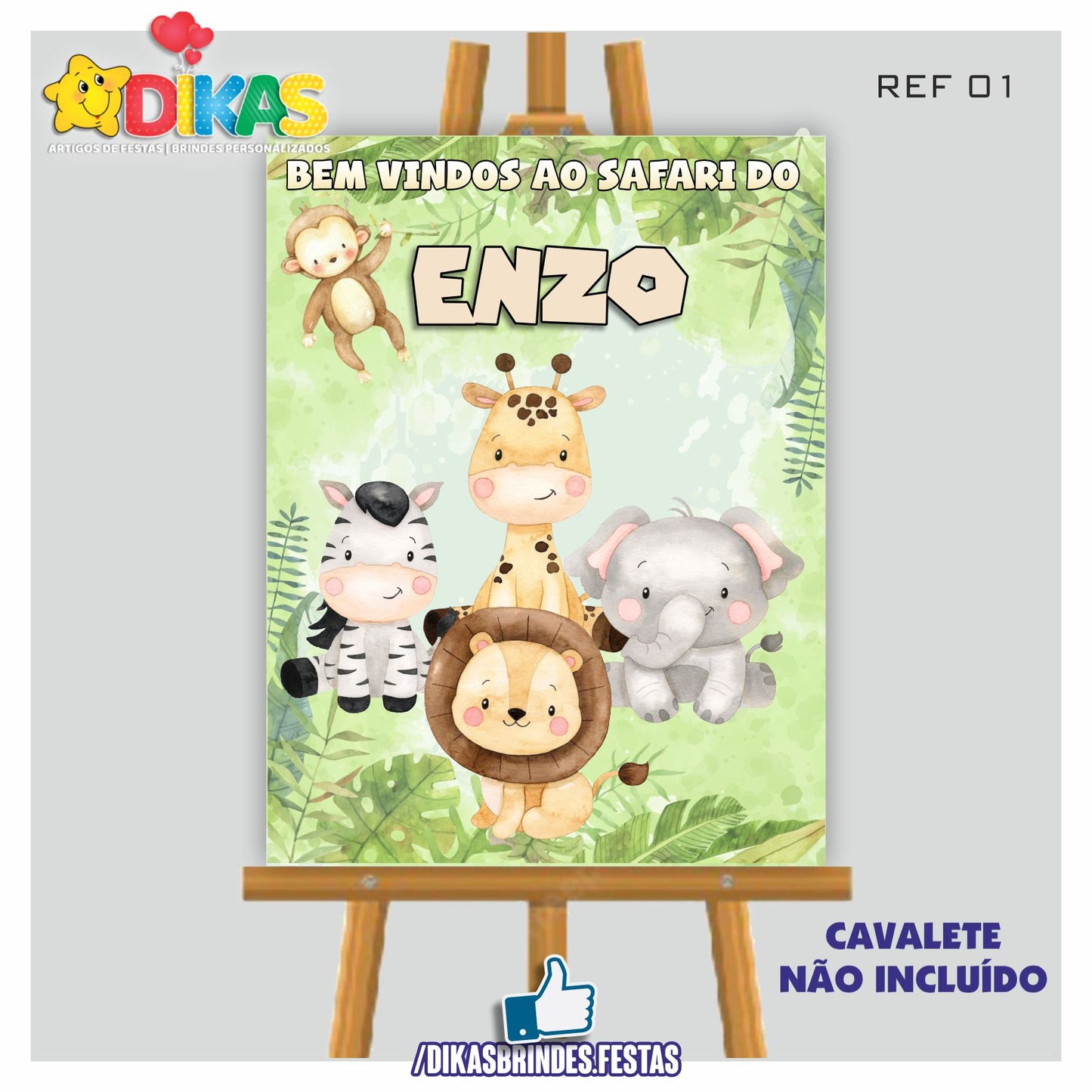 PLACARD DE ENTRADA PERSONALIZADO - ANIMAIS DA SELVA