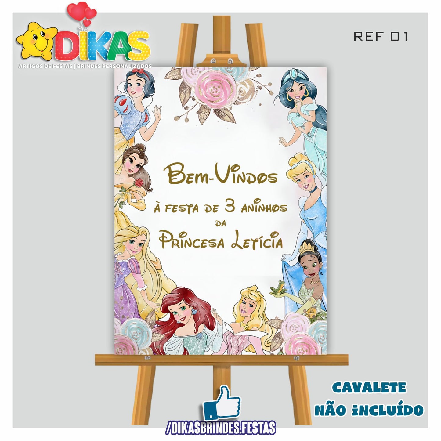 PLACARD DE ENTRADA PERSONALIZADO - PRINCESAS DISNEY