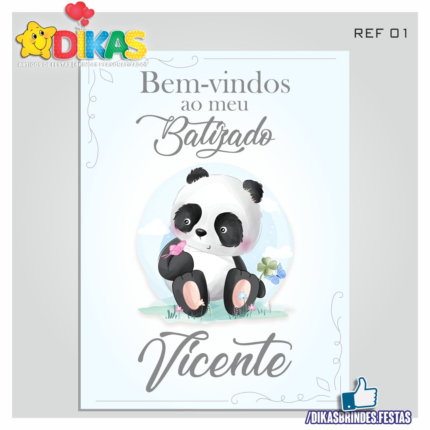 PLACARD DE ENTRADA PERSONALIZADO - PANDA BEBÉ